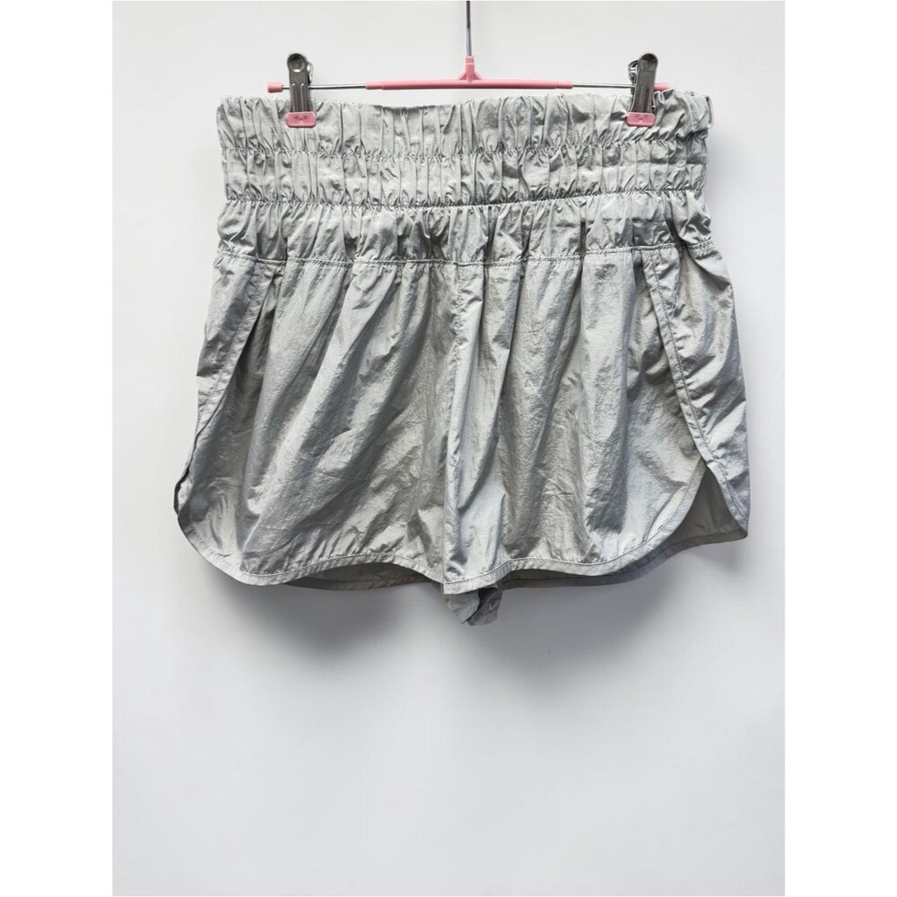 Free People Movement Silver Metallic Athletic Shorts Size L